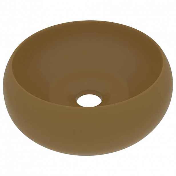 vidaXL Luxusní umyvadlo kulaté matné krémové 40 x 15 cm keramické