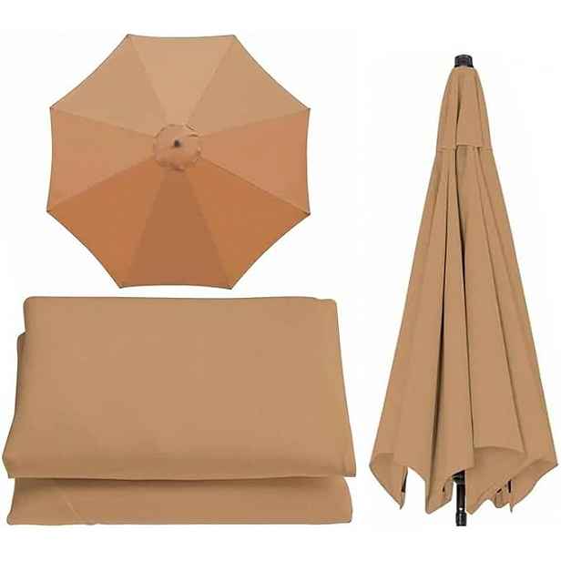 Vyměnitelný potah materiálu zahradního slunečníku 8 ramen 300 cm khaki 3 m