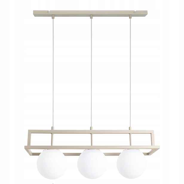 Závěsná Stropní Lampa Lustr Kašmírová Béžová, Bílé Skleněné Koule