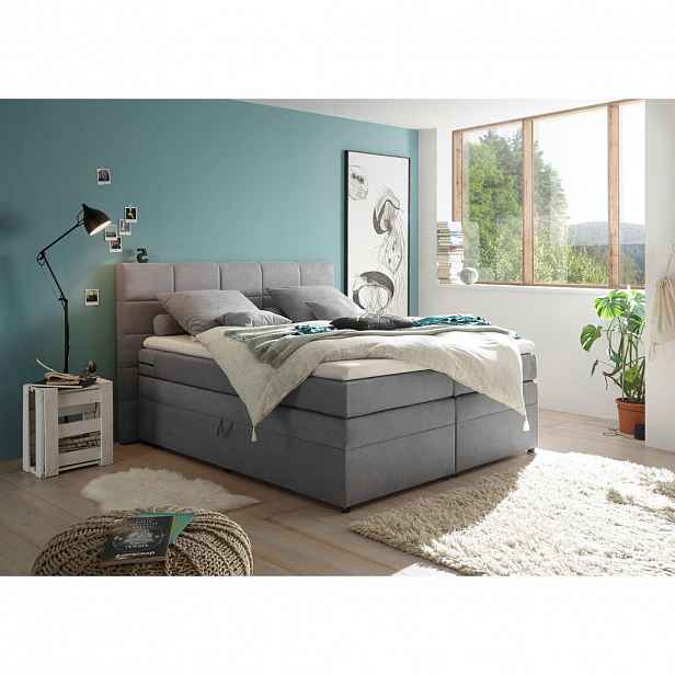 MID.YOU POSTEL BOXSPRING, 180/200 cm, světle šedá