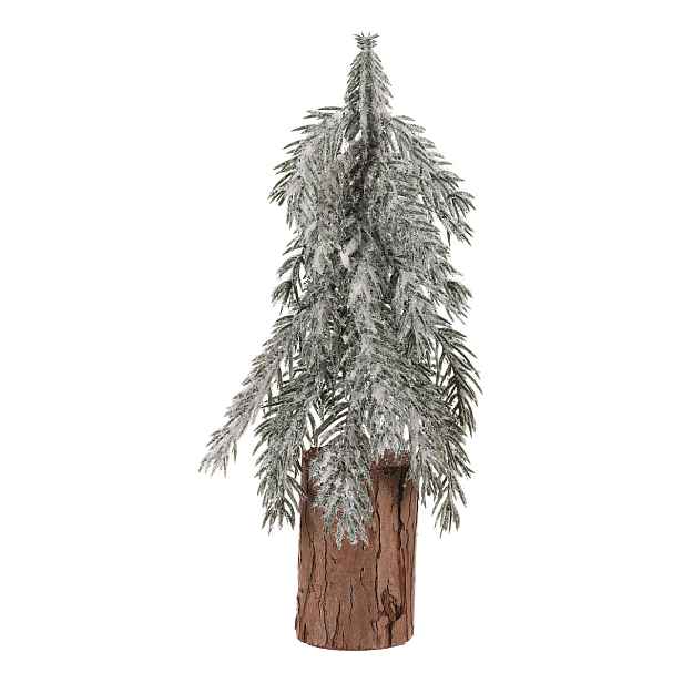 Vánoční dekorace Smrk na špalku, zasněžený, 32 cm