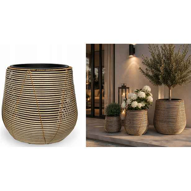 Květináč Tip 45x42 cm Přírodní ratan Kryt na balkon Terasa
