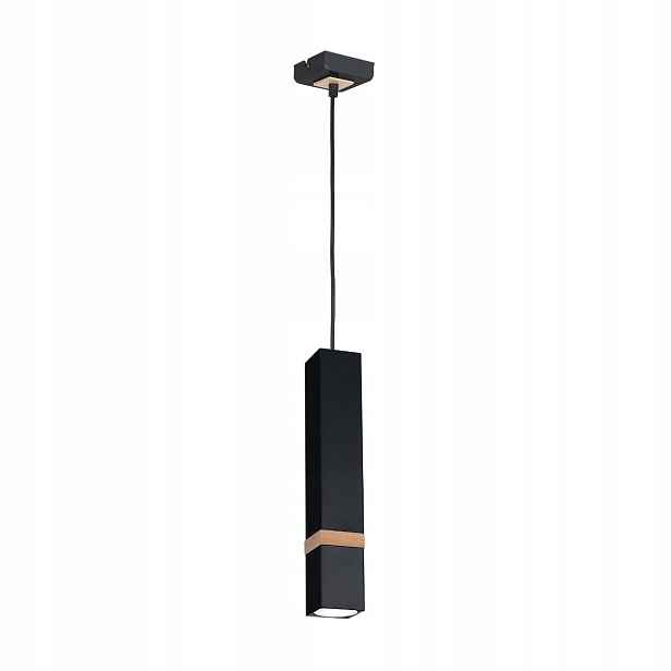 Závěsná lampa ve skandinávském stylu Loft Černá 1x GU10 Kov dřevo