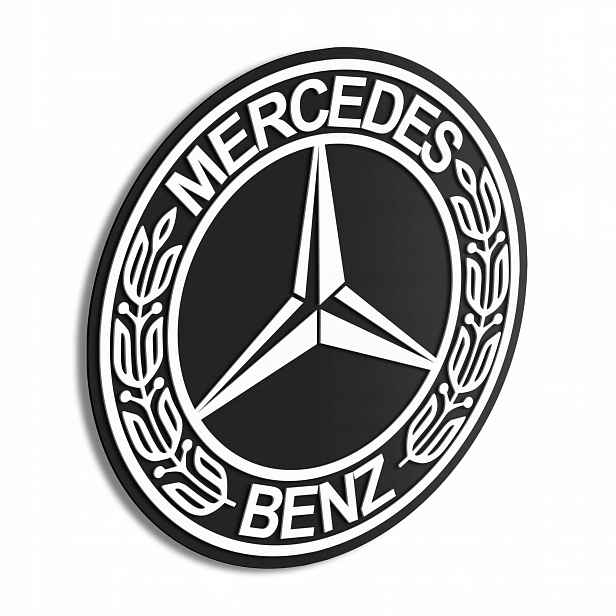 Dřevěný obraz 3D Logo Mercedes Benz Nástěnná Dekorace Dárek