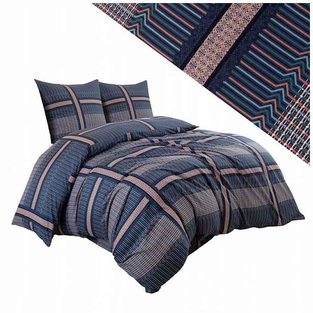 Povlečení 220x200 2 povlaky na polštáře 70x80 hladké Eusebia Home se zipem, kostkovaný vzor