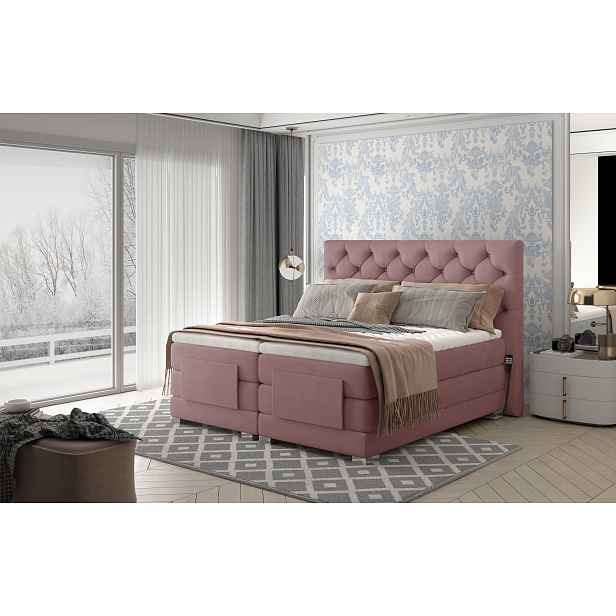 Box spring postel Clif 180x200, růžová, elektrické polohování HELCEL