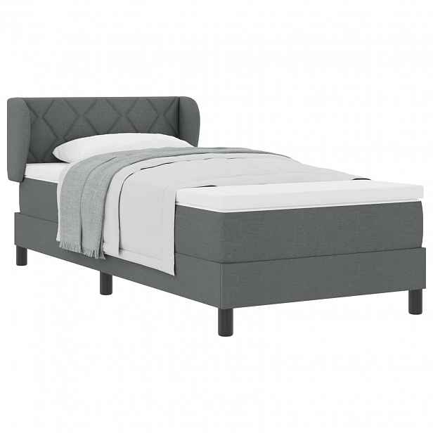 vidaXL Postel s boxspringem s čelo Tmavě šedá 90 x 190 cm textil