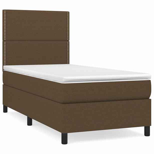 vidaXL Box spring postel s matrací tmavě hnědá 90x190 cm textil