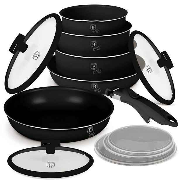 BERLINGERHAUS Sada nádobí s titanovým povrchem 12 ks Matte Black Collection BH-8248