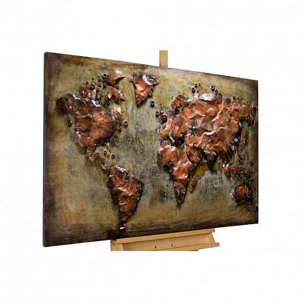 KUNSTLOFT KOVOVÝ OBRAZ KOVOVÁ MAPA, 100/70 CM