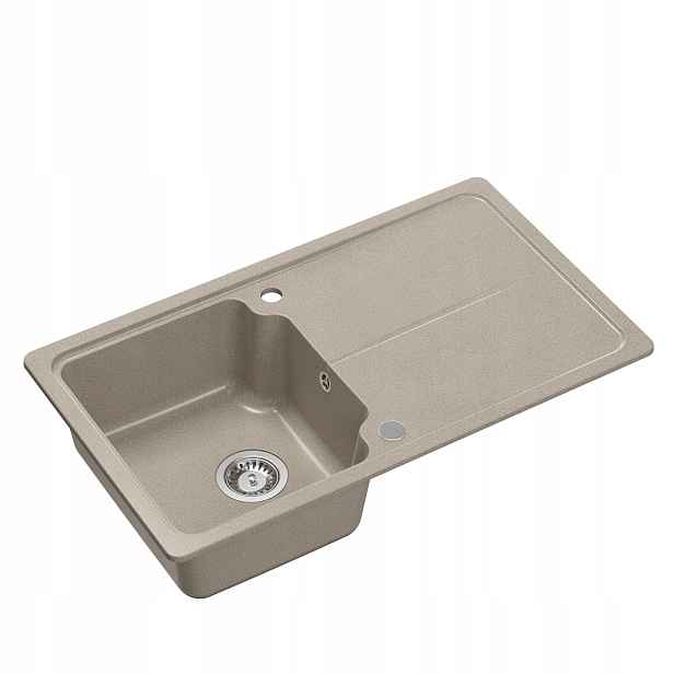 Quadron Neal 111 Granitový dřez 86x50x20,5 cm Béžová Sifonová krytka