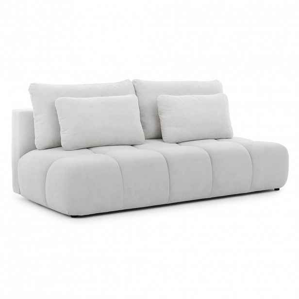 S-Style ROZKLÁDACÍ POHOVKA Belluno z kvalitní světle šedé plyšové potahové látky s úložným prostorem a hlubokým prošíváním v designu Bubble.