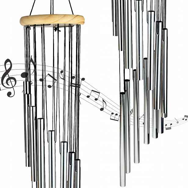 Větrné zvonky 75 cm chimes kovový větrný zvonek 15 trubek venku