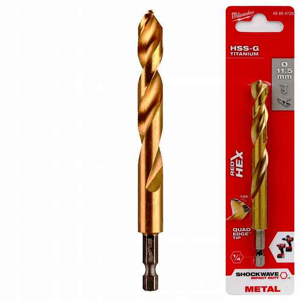 Vrták do kovu titanový Hex 11.5 mm 1 ks Milwaukee Hss-g Tin