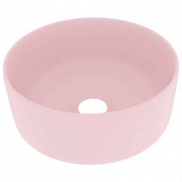 vidaXL Luxusní umyvadlo kulaté matné růžové 40 x 15 cm keramické