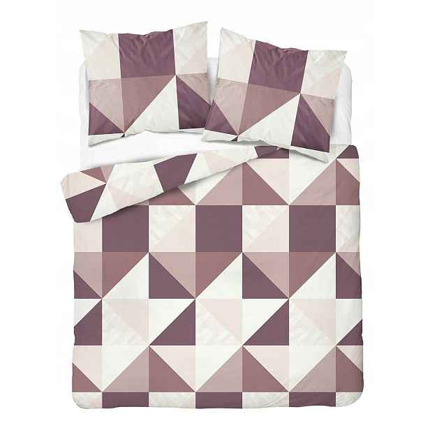 Povlečení Home Satin 220x200 fialový růžový geometrický vzor