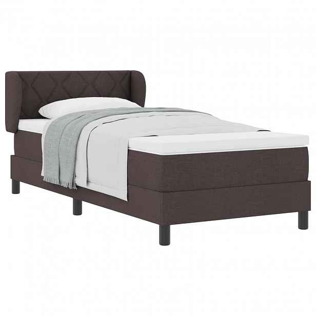 vidaXL Postel s boxspringem s čelo Tmavě hnědá 90 x 190 cm textil