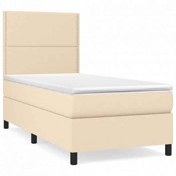 vidaXL Box spring postel s matrací krémová 90x190 cm textil