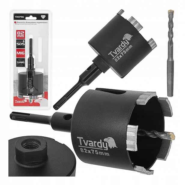 Korunkový Vrták Diamantová segmentová 82 mm turbo pro Betonu železobeton Sds Plus M16