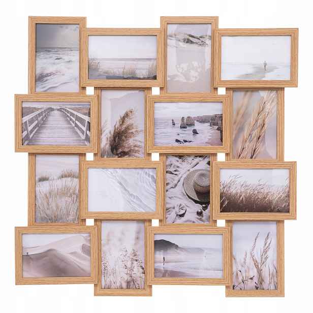 Rámeček Na Fotky Závěsný Béžový Mdf Multirám Na 16 Fotografií Mia 55,5X55,5 CM