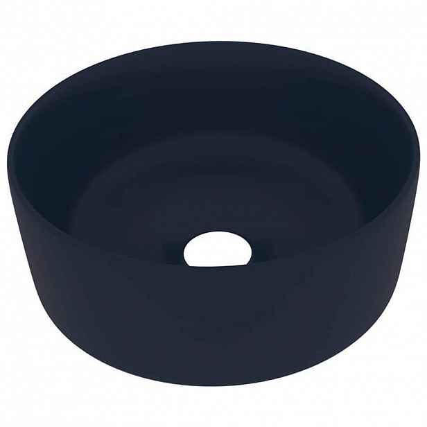 vidaXL Luxusní umyvadlo kulaté matné tmavě modré 40 x 15 cm keramické
