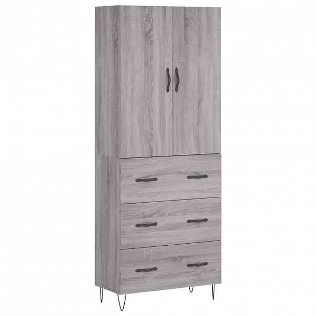vidaXL Skříň highboard šedá sonoma 69,5 x 34 x 180 cm kompozitní dřevo