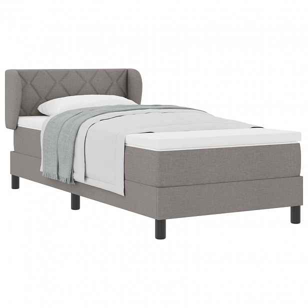 vidaXL Postel s boxspringem s čelo Taupe 90 x 190 cm textil