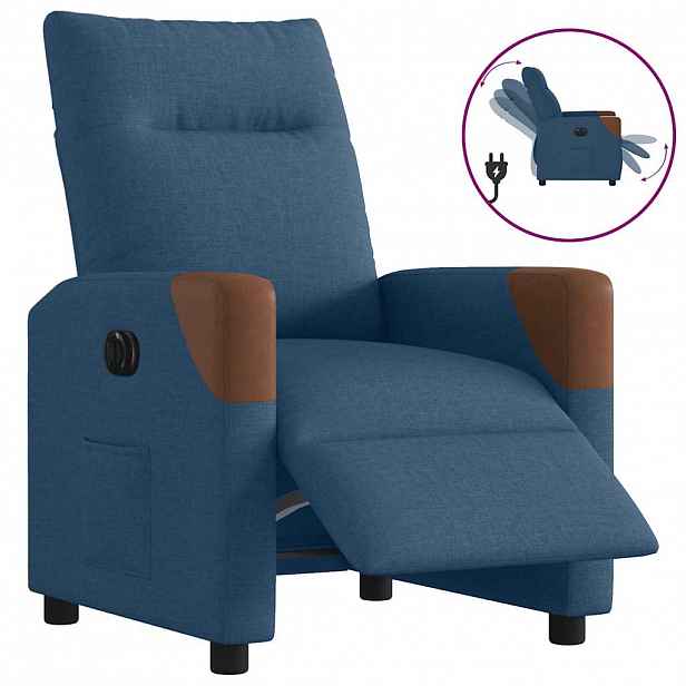 vidaXL Elektrické polohovací křeslo modré textil