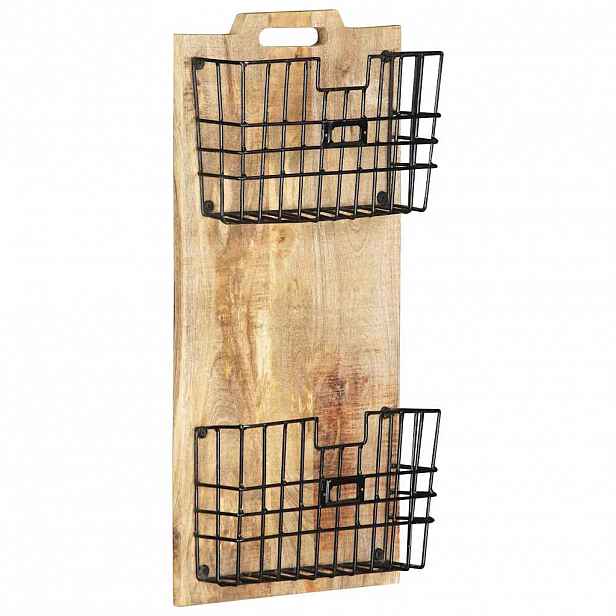 vidaXL Nástěnný stojan na časopisy 33x10x67 cm masivní hrubý mangovník