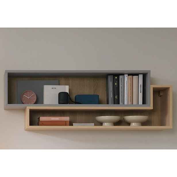 Závěsný regál Room 115 cm, dub biscuit/šedý