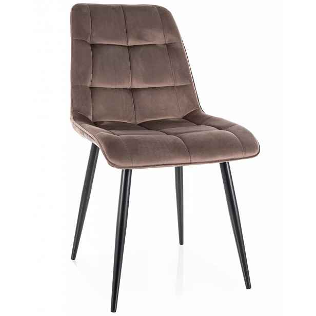 Židle Chic Velvet cappuccino – černé nohy
