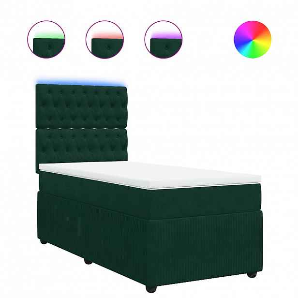 vidaXL Box spring postel s matrací tmavě zelená 80 x 200 cm samet