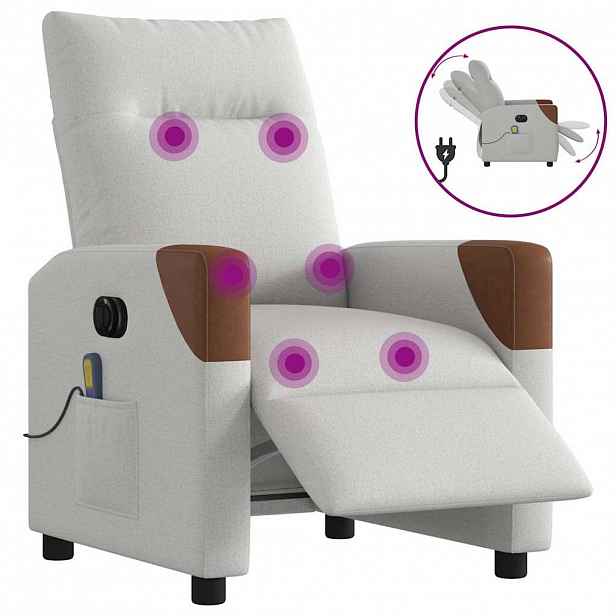 vidaXL Elektrické masážní polohovací křeslo obláčkově šedé textil