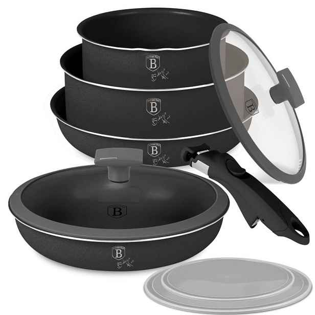 BERLINGERHAUS Sada nádobí s titanovým povrchem 9 ks Antracit Collection BH-8256