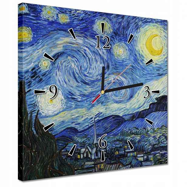 Hodiny 30x30 Hvězdná noc Van Gogh