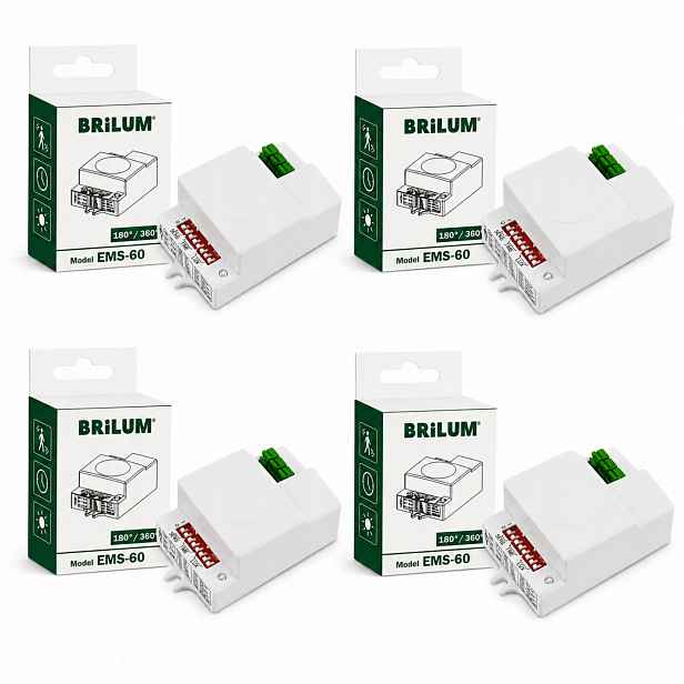 Mikrovlnný senzor pohybu pro osvětlení interiéru, bílý Brilum EMS-60