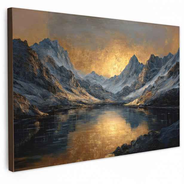 MuchoWow OBRAZ NA PLÁTNĚ Horská scenérie se zlatým západem slunce 60x40 cm