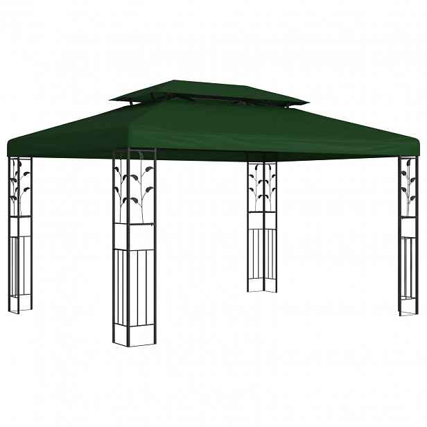 vidaXL Altán 3,97 x 2,96 x 2,68 m Zelená Polyester a ocel