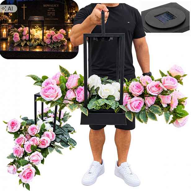 Dekorace Solární Komplet Na Hrob Růže Hřbitov Srdce Kytice Svazek XXXXXL