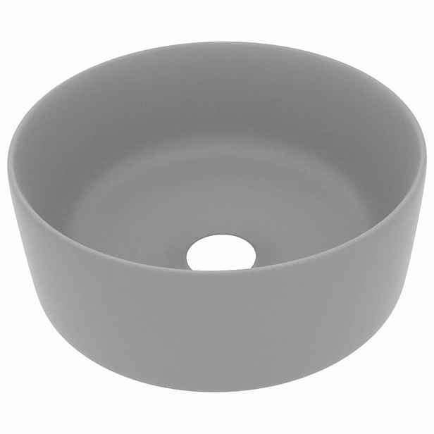 vidaXL Luxusní umyvadlo kulaté matné světle šedé 40 x 15 cm keramické