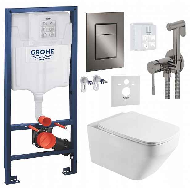 7 Sada Wc Stelaz Grohe Wc Mísa Tornado Tlačítko Grafit baterie grafit