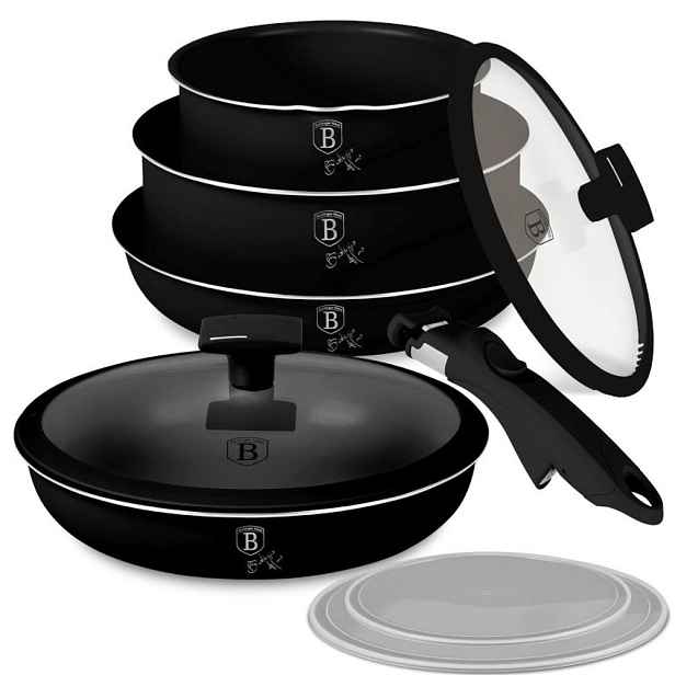 BERLINGERHAUS Sada nádobí s titanovým povrchem 9 ks Matte Black Collection BH-8257