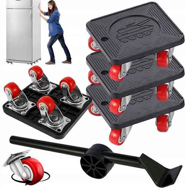Kolečka Pro Přepravu Posouvání Nábytku Kompletní Sada S Zvedákem 300 Kg