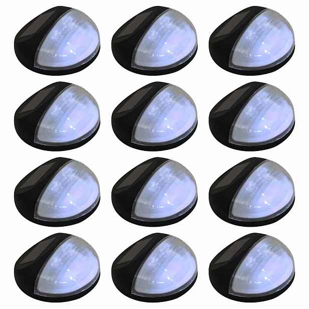 vidaXL Zahradní nástěnné solární lampy LED 12 ks kulaté černé