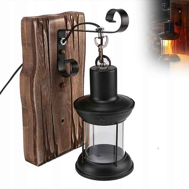E27 Vintage Industriální dřevěná nástěnná lampa Zahradní osvětlení