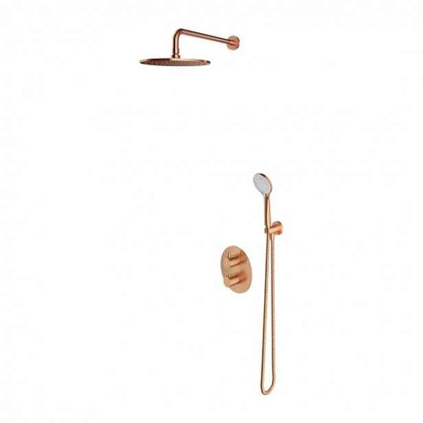 OMNIRES Y - Sprchový set s termostatem pod omítku, s tělesem, průměr 25 cm, 5 proudů, kartáčovaná měď SYSYT05CPB