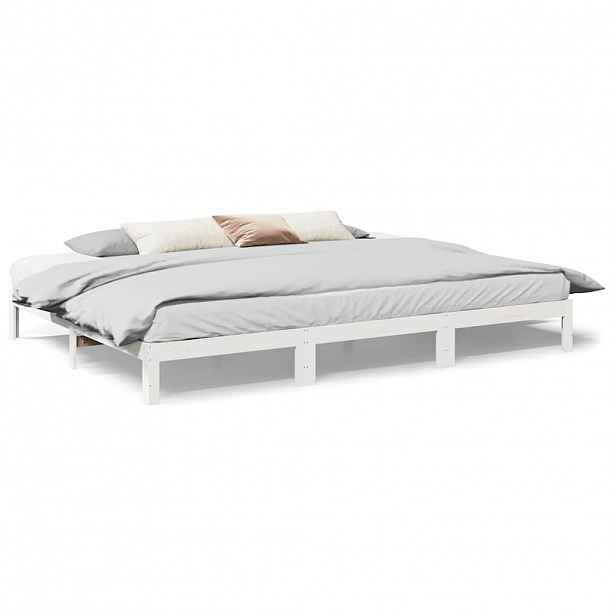 vidaXL Rodinný rám postele bez matrace bílý 270x200cm masivní borovice