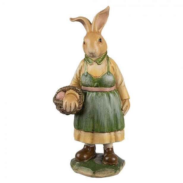 Dekorace figurka králičí žena v zelených šatech - 9*7*20 cm Clayre & Eef