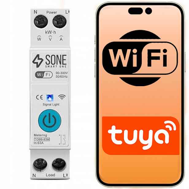 Relé Wifi 16A Tuya Smart Dálkové Ovládání S Měřením Spotřeby Din