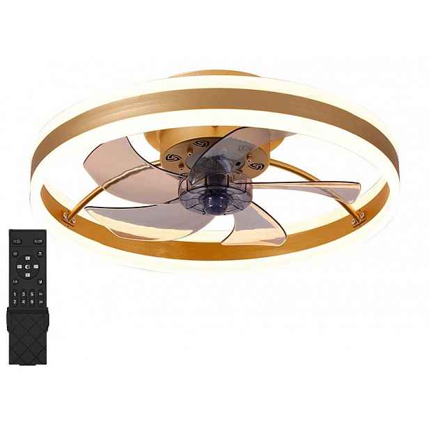 stropní svítidlo Led s ventilátorem Zlatá 50 cm, 3 barvy světla Dálkový Ovladač
